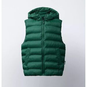 Zara Green Puffer Vest with Hood NWT Size 13-14 years old